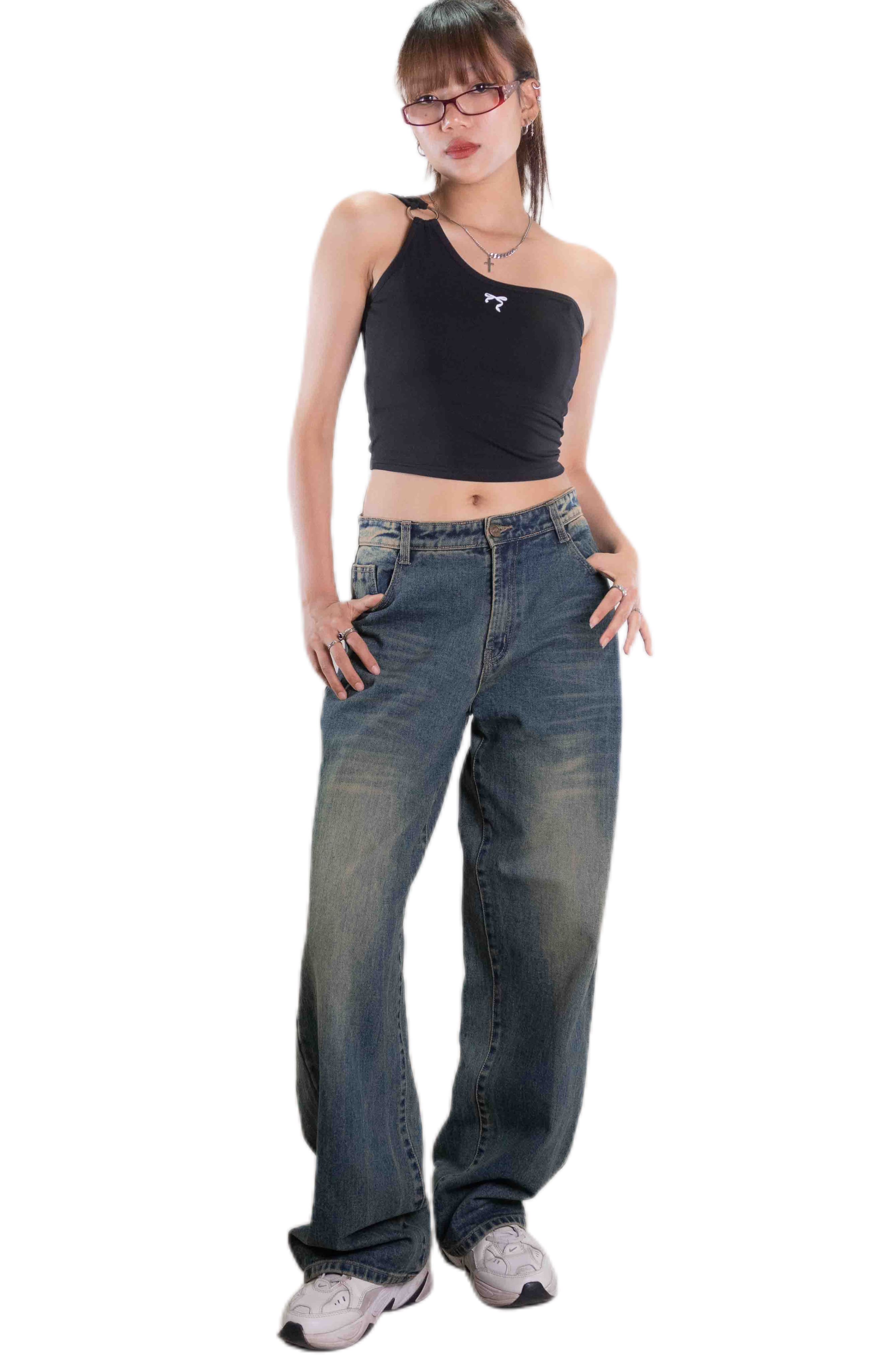 AMY Asymmetrical Black Top